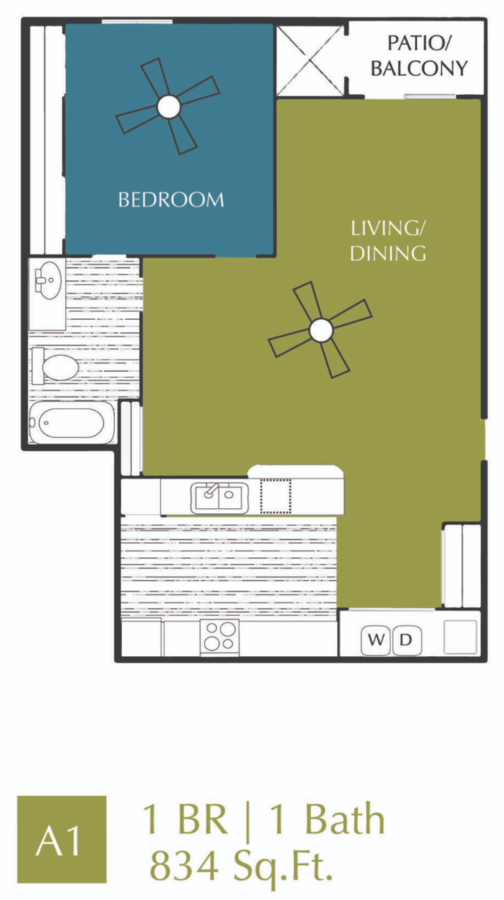 Emilia 1 bedroom 1 bath apartment at Marcella at Gateway